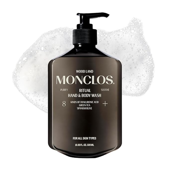 MONCLOS Ritual Hand & Body Wash (16.9 fl oz) - Hydrating pH-Balanced Body Cleanser with Olive Oil, 8-Complex Hyaluronic Acid, and Ceramides for Smooth and Comfortable Skin