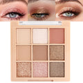 CAKAILA 9Colors Nude Champagne Gold Rose Brown Colorful Glitter Eyeshadow Palette Makeup,Korean Natural Neutral Rainbow Eyeshadow Palettes Naturing-Looking Long Lasting Waterproof Blendable