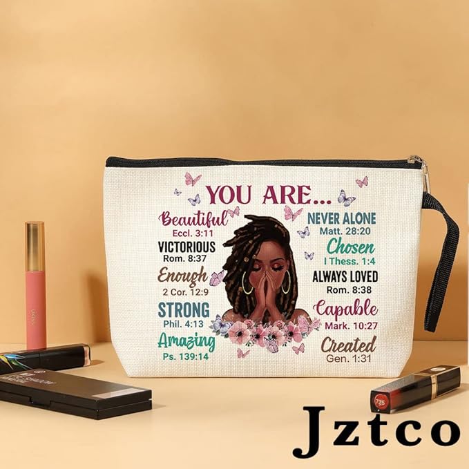 Inspirational Makeup Bag Christian Gifts You Are Beautiful Strong Amazing