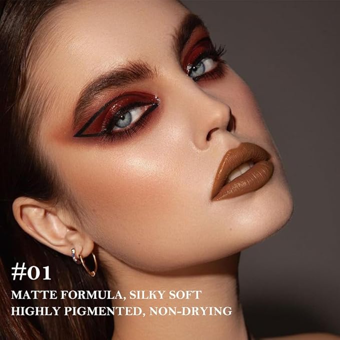 Warm Brown Lip Liner,LongLasting Matte Lipstick,Cone Tip lipliner Pencil