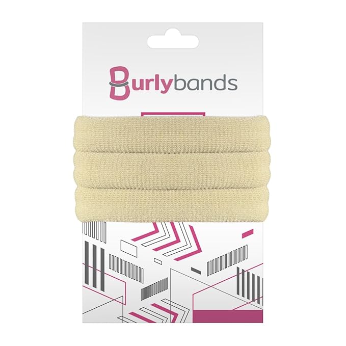 Burlybands Elastic Hair Ties No Damage for Thick Heavy Hair, Blonde 3 Pack