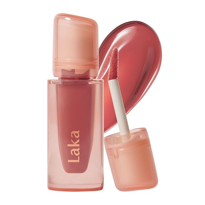 Laka Jelling Nude Gloss, 4.5g/0.15oz, Sheer Hydrating Lip Oil with No Stain, Non-Sticky, Nourishing Gloss for a Glowy Look, K-Beauty (#308 Rosaring)