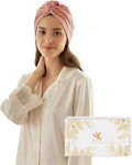 SYSERAN 100% Mulberry Silk Bonnet for Sleeping - Women Natural Curly Hair Night Cap Luxury Sleep Head Wrap with Elastic Band(Rose Gold)