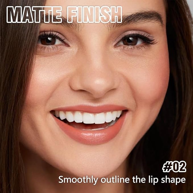 QIDSTERS Matte Lipstick Crayon Set for Women, Coral Pink 24 Hour Lipstick Lip Liner Pencil, Neutral Lip Stick Lipliner Long Lasting Waterproof Smudge Proof, Vegan & Cruelty-Free, 02