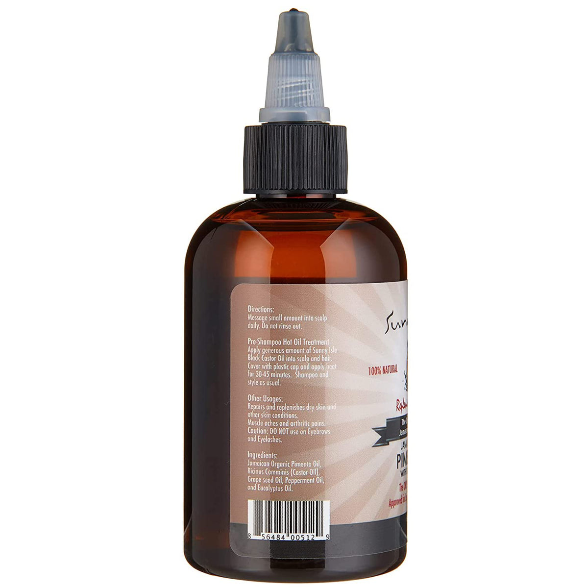 Sunny Isle Jamaican Organic Pimento Oil with Black Castor Oil 4oz | Formulated to Nourish the Scalp, Condition and Strengthen Hair | Traditional Body Rub for Muscle Pain