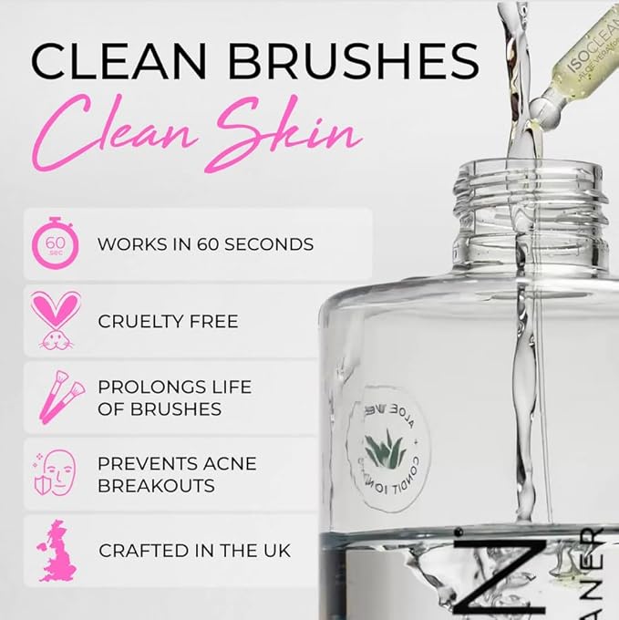 ISOCLEAN Makeup Brush Cleaner – Gentle Daily Use Solution, Reduces Product Buildup, Improves Application, Easy Clean Brush Cleaning Solution & Sponge Cleaner - Spray Top, 9 fl oz
