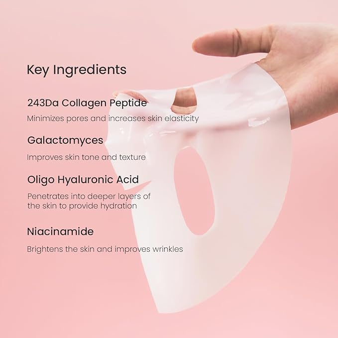 BIODANCE Bio-Collagen Real Deep Mask, Hydrating Overnight Hydrogel Face Mask, Pore Minimizing, Plumping, Elasticity Improvement, Korean Skin Care, Self Care Gifts for Women | 1.19oz(34g) x 16ea