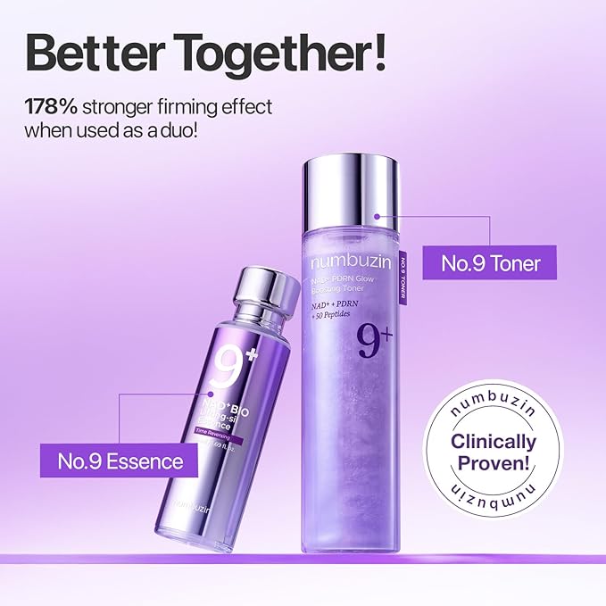 numbuzin No.9 NAD+ Salmon PDRN Toner, Glass Skin Hydrating Toner with Peptides & Niacinamide, Instant Plumping, Firming & Anti-Aging Korean Skincare, 5.07 fl oz