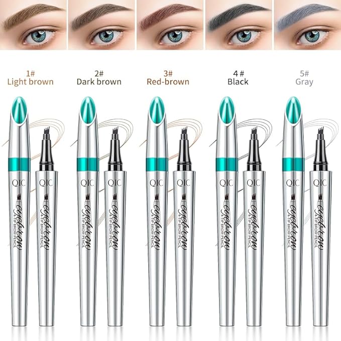 Microblading Eyebrow Pencil, Eyebrow Pen with an Upgrade Micro-Fork Tip Applicator, Waterproof Microblading Brow Pen,Last All Day, Brow Pencil for Natural Looking Brows Makeup (Dark Brown)