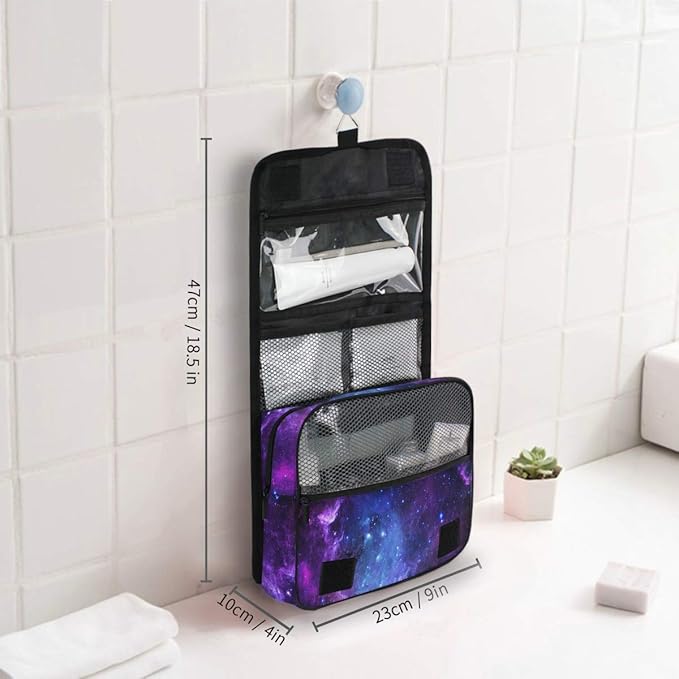 Hanging Travel Toiletry Bag Kit Makeup Case Cosmetics Organizer for Men Women (Universe Galaxy Nebula Space）