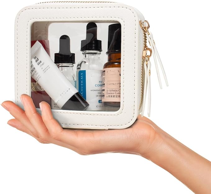 FFpaw Clear Makeup Bag, Small Makeup Bag TSA Approved Toiletry Bag Cosmetic Travel Bag Cute Makeup Bag Organizer Makeup Case Pouch Car Essentials for Women Men