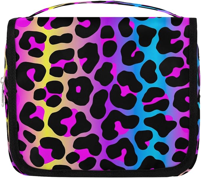 Leopard Travel Toiletry Bag Women Men Hanging Cosmetic Organizer Portable