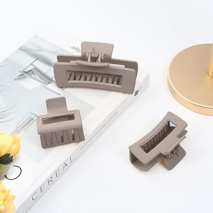 Shinowa 3 Pack Hair Claw Clips, Square Claw Hair Clips for Women Girls