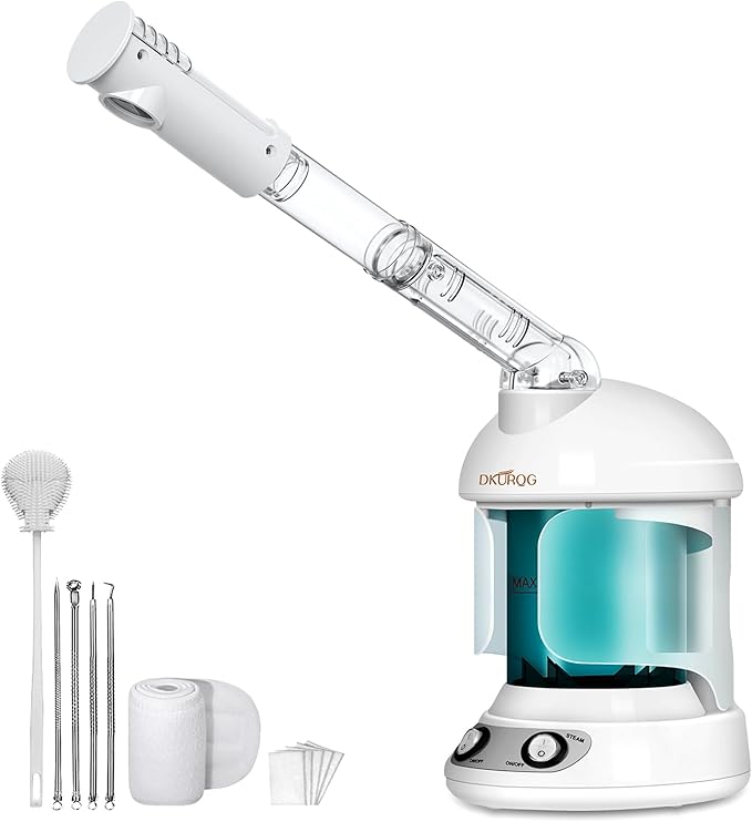 DKURQG Facial Steamer with Extendable 360° Rotating Arm Blue