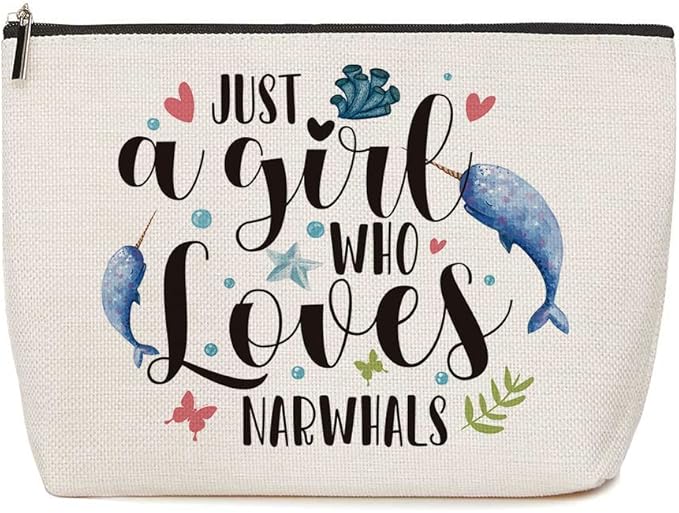 Narwhal Makeup Bag Funny Animal Cosmetic Bag Narwhal Gifts for Girls