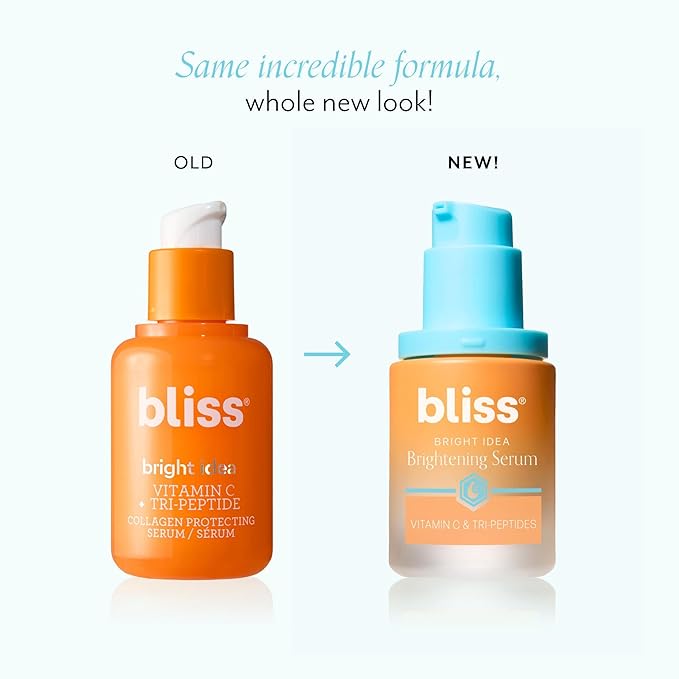 Bliss Vitamin C + Tri-Peptide Face Serum - Stabilized Vitamin C for Dark Spots, Fine Lines & Firmness - Brightening Serum with Collegen Boosting Peptides, Hyaluronic Acid, Squalane - 1 Fl Oz