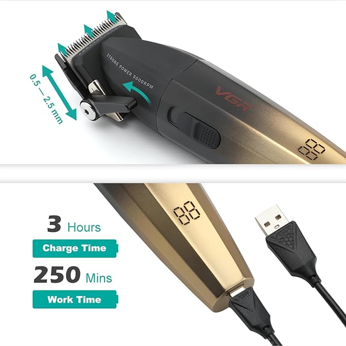 VGR 003 Professional Hair Clippers for Men with Clipper Trimmer Set, Gold