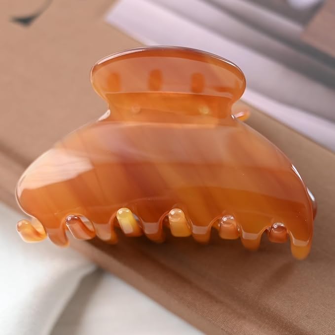 Prettyou Handmade Celluloid Acetate French Design Barrettes Tortoise Shell Claws Hair Claw Luxury Fashion Accessories Hair Clip for Women (amber)