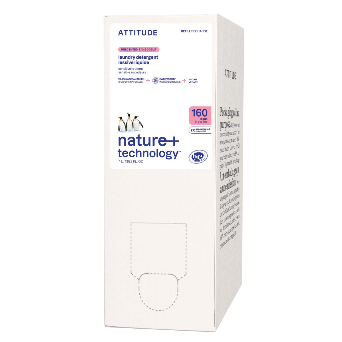 ATTITUDE Laundry Detergent Refill, EWG Verified, Mountain Fresh, 160 Loads