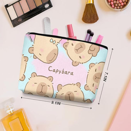 2 Pcs Cute Capybara Makeup Bag, Travel Makeup Case Cosmetic Bags for Women