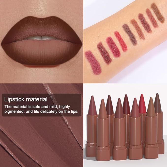JUAAZIN Maroon Gradient Matte Lip Liner Pencil Crayon for Women - Waterproof Smudge-Proof Kissproof Long-Wear Lip Pencil, Flawless Contour Ombre Effect Lip Crayon, Creamy Pigmented Lip Liner 05#