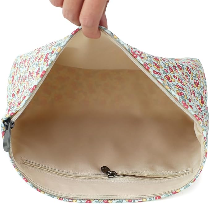 BBORGDC Large Capacity Cotton Printed Makeup Bag - Travel Cosmetic Pouch & Toiletry Organizer with Zipper, Perfect for Daily Use or as a Gift