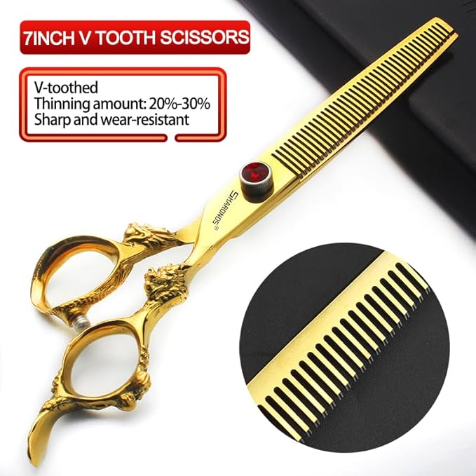 5.5/6 /7 Inch Purple Dragon Knight Professional Japanese Hair Scissors Barber Scissors Set (7 inch 2pc-D)