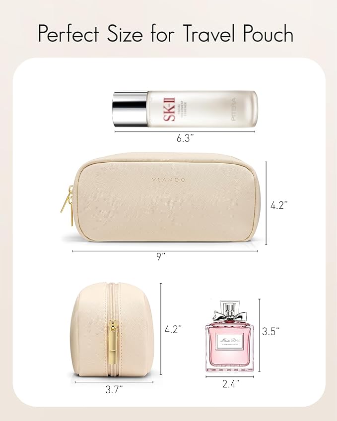 VLANDO Makeup Bag with Separate Pocket for Beauty Tools,White