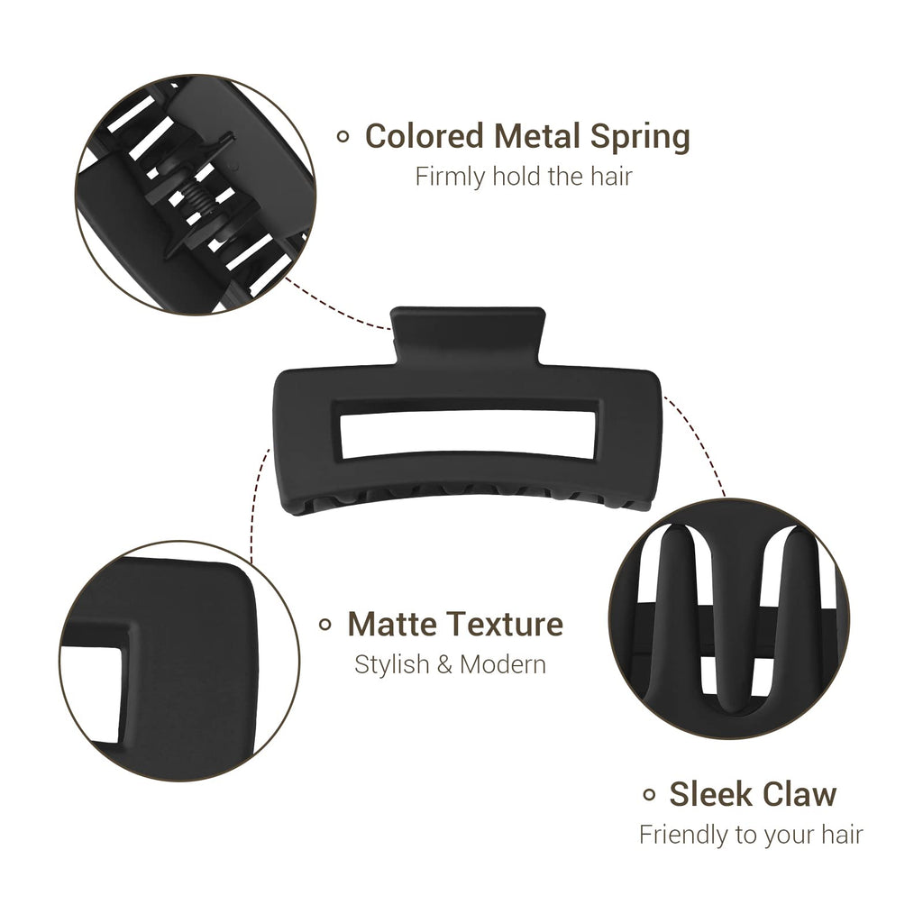 Shinowa 3 Pack Hair Claw Clips, Square Claw Hair Clips for Women Girls