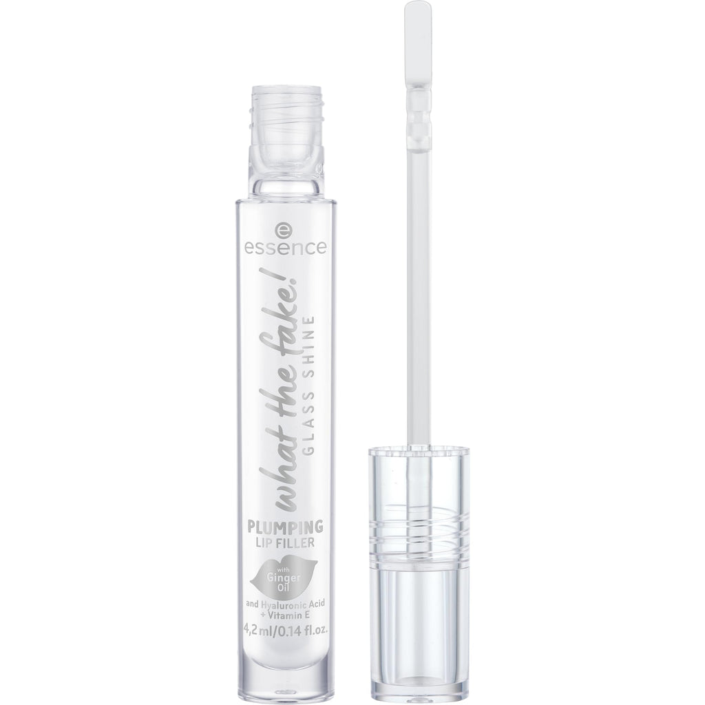 essence | What the Fake! Glass Shine Plumping Lip Filler | Clear Gloss with a High Shine Plumping Effect | Infused with Ginger Oil and Hyaluronic Acid | Vegan, Gluten Free & Cruelty Free