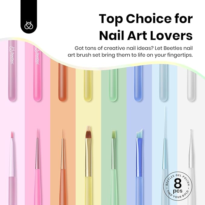 Beetles Nail Art Brushes Set for Gel Polish 8 Pcs - Nail Art Design Pen