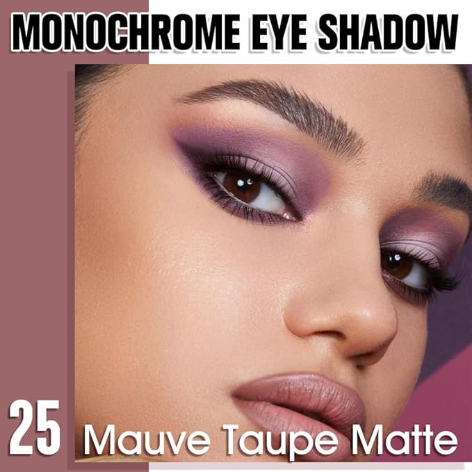 HHLTOH Mauve Taupe Matte Powde Eyeshadow, Dark Brownish Purple Matte Eye Shadow for Mature Skin, Lightweight Blendable, Crease-Proof, Vegan & Cruelty-Free, Sombras para Ojos 25#