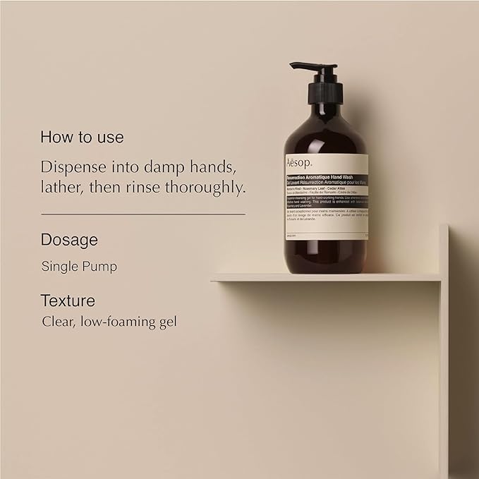 Aesop Resurrection Aromatique Hydrating Hand Wash | Gentle Non-Drying Hand Soap with Mandarin Rind, Rosemary, & Lavender | Moisturizing Kitchen & Bathroom Soap | 16.9 oz