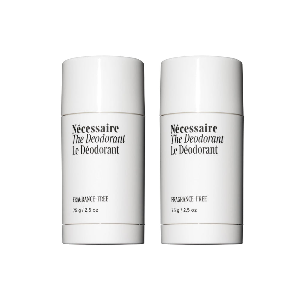 Nécessaire The Deodorant Fragrance-Free | Natural Aluminum Free Deodorant For Women & Men. Extra Strength Treatment with Mandelic Acid. Free of Baking Soda, Ozokerite & Parabens (2x 75 g/2.5 oz)