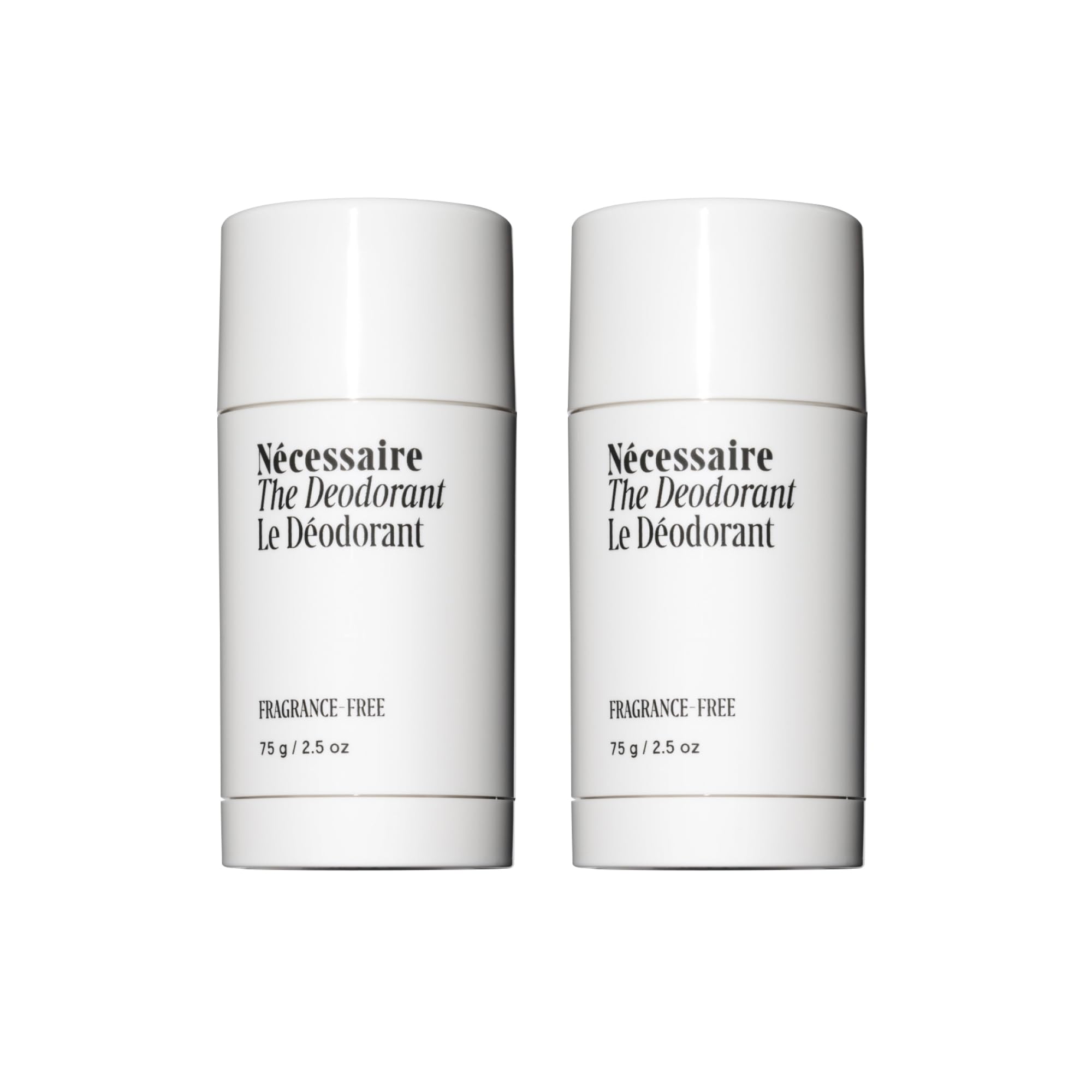 Nécessaire The Deodorant Fragrance-Free | Natural Aluminum Free Deodorant For Women & Men. Extra Strength Treatment with Mandelic Acid. Free of Baking Soda, Ozokerite & Parabens (2x 75 g/2.5 oz)