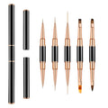 5Pcs Nail Art Bushes Set Double-Ended Professional Gel Polish Nail Art Design Painting Tools Nail Art Liner Brush (5/7/9/11/15/20mm) for Nails Detail, Long Lines, Ombre, Drawing(Black)