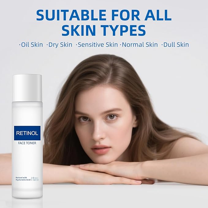 AOPEIBOTO Face Toner for Women, Retinol Facial Toner, Hyaluronic Acid Skin Toner for Firming Skin, Moisturizing, Reduce Fine Lines, Oil Dry Sensitive Skin, 4.06fl.oz/120ml