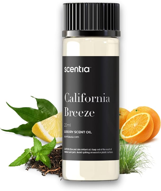 Scentia California Breeze Aromatherapy Oil for Diffuser – Hotel Scent Inspired by Delano Beach Club – 20 mL – Orange, Green Tea & Jasmine Natural Fragrance Oil for Waterless & Cold Air Diffusers