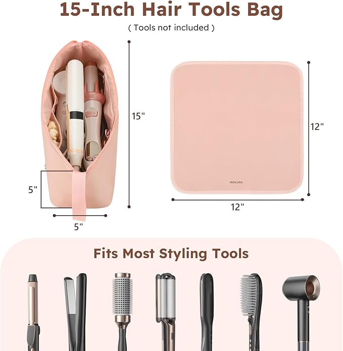 MOKURA Hair Tools Travel Bag with Heat Resistant Mat Gifts for Women, Mon