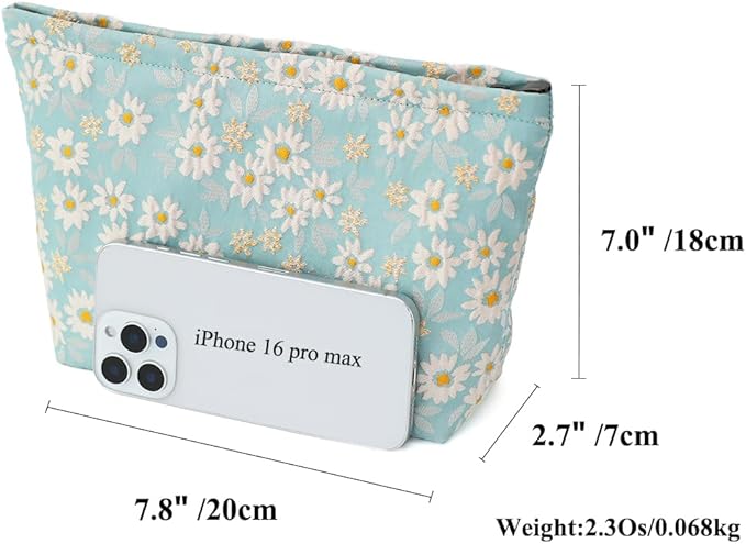 BBORGDC Floral Jacquard Makeup Bag - Large Capacity Cosmetic Pouch & Travel Toiletry Organizer with Zipper, Perfect for Daily Use, Gift Ideas for Women, Durable and Stylish Make Up Bag
