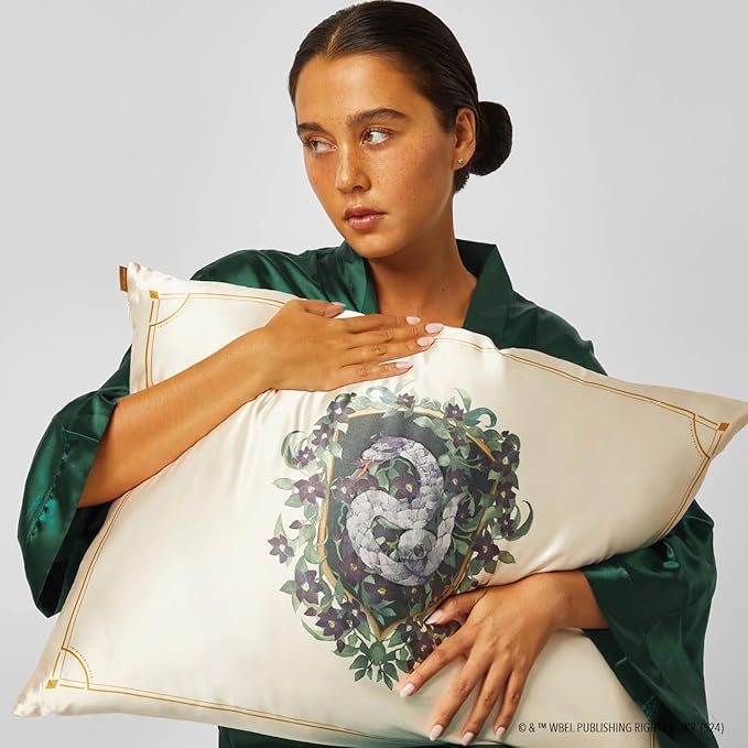 Kitsch & Harry Potter Satin Pillowcase W/Zipper - Size 19x26, Slytherin