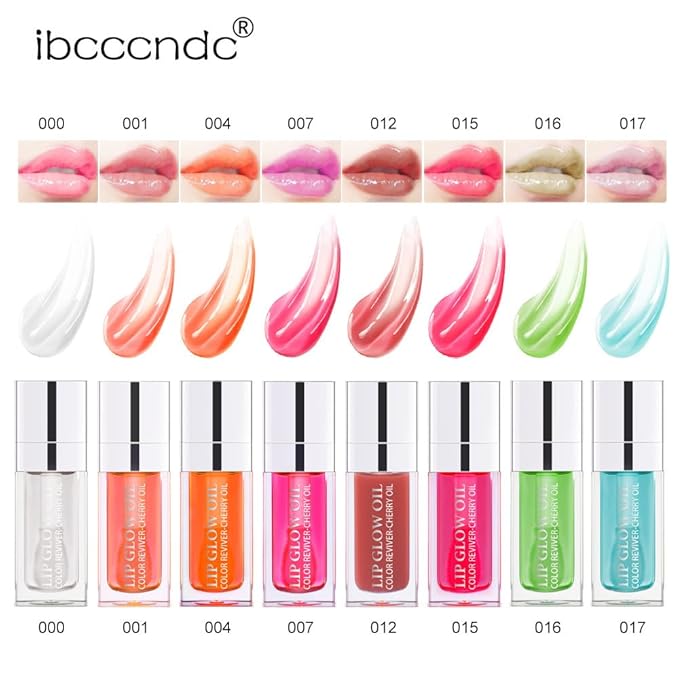 GECOMO Hydrating Lip Glow Oil, Lip Oil Gloss Transparent Toot Tinted Nourishing Long Lasting Repairing Lightening Lip Lines (CLEAR) 0.2 OZ