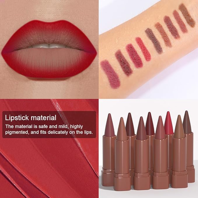JUAAZIN Carmine Gradient Matte Lip Liner Pencil Crayon for Women - Waterproof Smudge-Proof Kissproof Long-Wear Lip Pencil, Flawless Contour Ombre Effect Lip Crayon, Creamy Pigmented Lip Liner 06#
