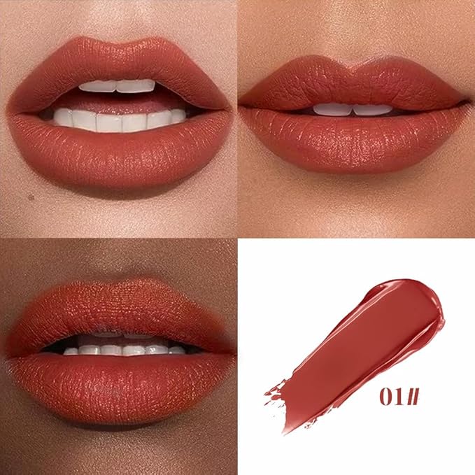 Hxssll Cushion Lip Gloss Matte Lip Tint – Long-Lasting Lightweight Color, Soft Plush Applicator for Gradient Blurred Lips, Non-Sticky Velvet Finish Hydrating Lip Stain 01#–Warm Nude Rose