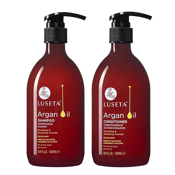 Luseta Argan Oil Shampoo & Conditioner Set for Dry Damaged Hair, 2 * 16.9oz