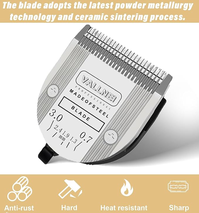 VALLNEI [3 Pack] 5-in-1 Professional Animal Clipper Blades for Wahl Arco, Bravura, Chromado, Creativa, Figura, Motion & SuperGroom, Detachable Adjustable Dog Cat Pet Grooming (Silver)