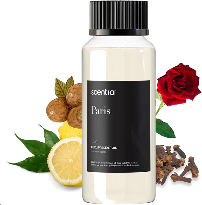 Scentia Paris Muse Diffuser Oil Refill – Hotel Fragrance Oil Inspired by Hotel Costes Paris – 120 mL – Rose, Sandalwood & Clove Long-Lasting Scent for Ultrasonic & Waterless Diffusers, Made in USA