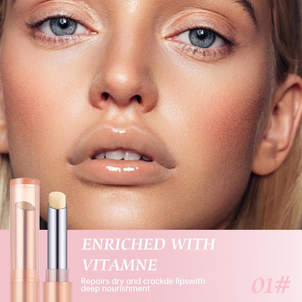 Houksouml Color-Changing Lip Balm, Moisturizing Hydrating Tinted Lip Balm for Dry Lips, Long-Lasting Nourishing Lipstick, Glossy Lip Tint, Lip Care for Smooth, Soft Lips.1#