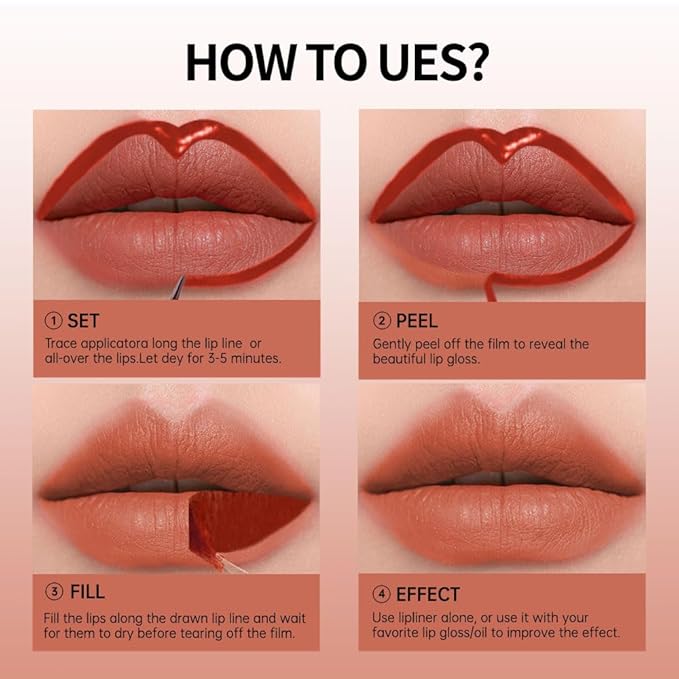 KXmzeG Matte Lip Liner Peel Off Lip Stain, Long Lasting Peel Off Lip Liner Stain, Peel-off Lip Gloss For All Skin Types, Transfer-proof Highly Pigmented Color Waterproof, 01#(01#, Pack of 1)
