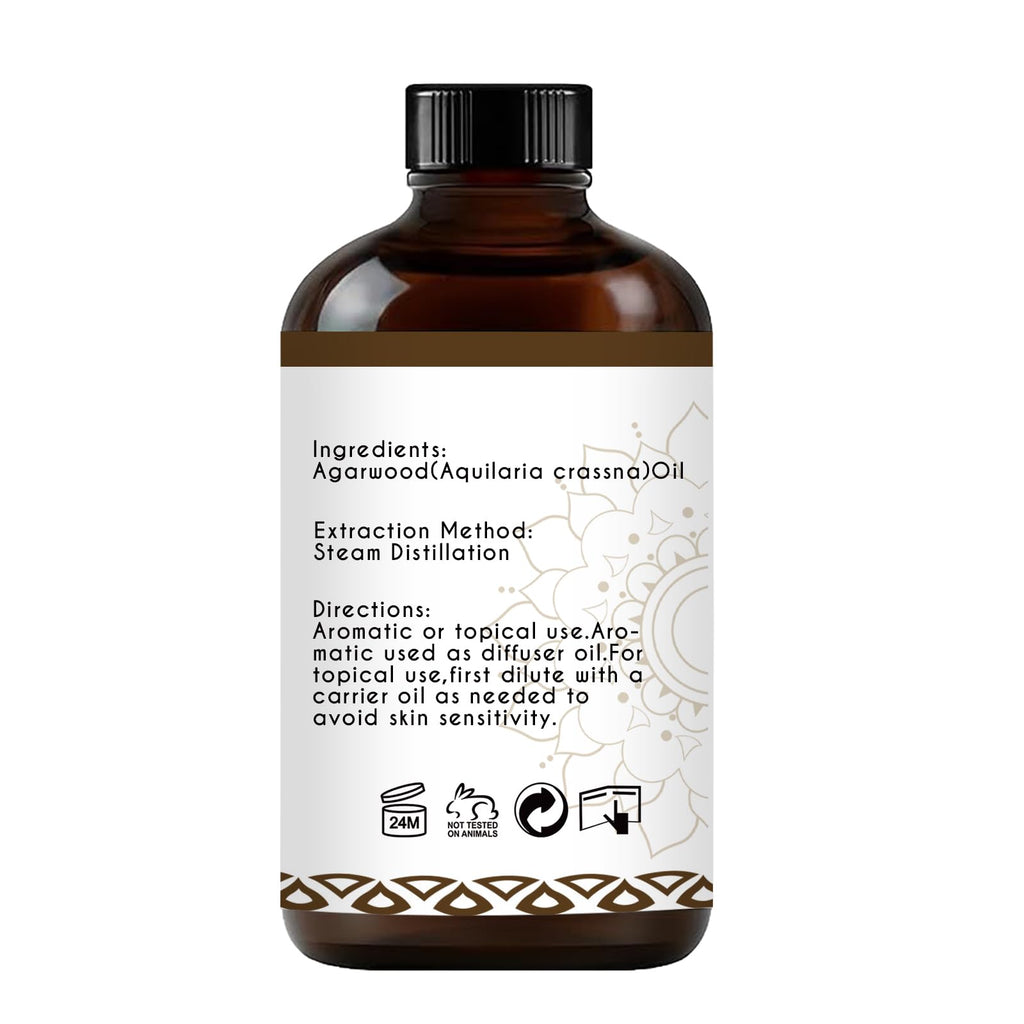 LOTUSJOY Agarwood Essential Oil, for Diffuser, Meditation, Home DIYs - 4 Oz